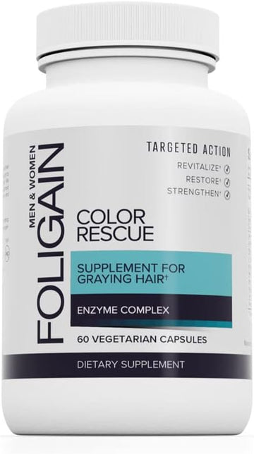 Foligain Color Rescue Supplement For Graying Hair, Healthy Hair Supplement, Biotin Supplement, 60 Count