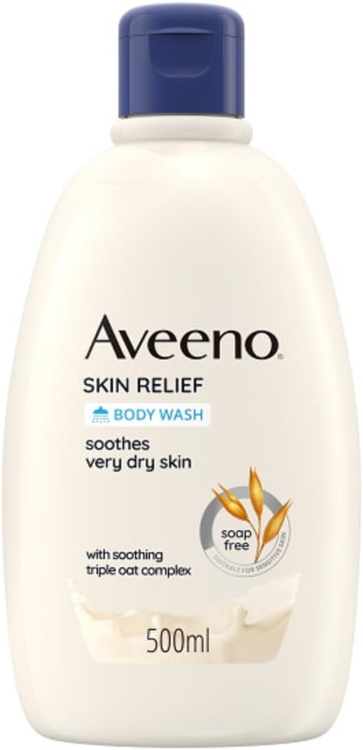 Aveeno Skin Relief Moisturising Body Wash (1X 300Ml), Gentle Cleansing Wash With Soothing Triple Oat Complex, Soap-Free, Unscented For Sensitive And Very Dry Skin