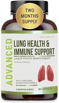 Lung Health & Immune Support Supplement - Lung Cleanse And Detox With Immunity Vitamins For Better Lungs, Immune Defense, Clear Lungs & Deep Breathing Including Quercetin & Cordyceps.Two Months Supply
