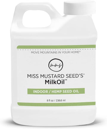 Miss Mustard Seed's MilkOil Indoor/Hemp Seed Oil - Use on Raw or Stained Wood, Milk-Painted Pieces, Old Wood Finishes, Eco-Friendly, No VOCs, 8 fl oz