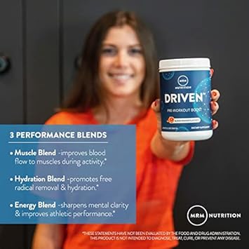 Mrm Nutrition Driven Pre-Workout Powder | Mixed Berry Flavored | 125Mg Caffeine | Pure Ingredients| Muscle + Hydration + Energy Blends | Performance Energy | Vegan + Gluten-Free | 29 Servings : Health & Household