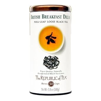 The Republic Of Tea Decaf British Breakfast Black Full-Leaf Loose Tea, 3.5 Oz Tin | Steeps 50 Cups