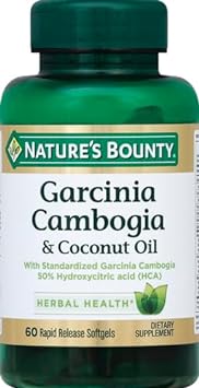 Nature's Bounty Garcinia Cambogia Pills and Coconut Oil Herbal Health Supplement, Hydroxy citric Acid, 60 Softgels