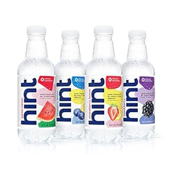 Hint Water White Variety, 3 Bottles Each Of: Watermelon, Blackberry, Blueberry Lemon, And Strawberry Lemon. Flavored Water With Zero Calories, Zero Sugar, And Zero Sweeteners, 16 Fl Oz (Pack Of 12)