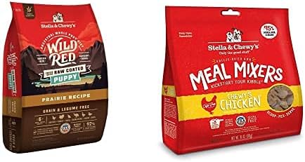 Stella & Chewy's Wild Red Raw Coated Kibble Dry Dog Food Grain Free Puppy Pairie Recipe, 21lb Bag + Freeze-Dried Raw Meal Mixers Dog Food Topper Chewy's Chicken Recipe, 18oz Bag : Pet Supplies