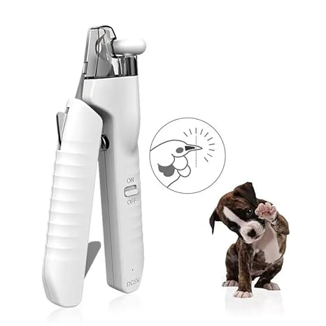 Dog Nail Clippers - USB Rechargeable LED Light for Bloodline | Razor Sharp and Durable Blade | Vets Recommended Trimming Tool for Dogs and Cats