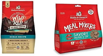 Stella & Chewy's Wild Red Raw Coated Kibble Dry Dog Food Wholesome Grains Ocean Recipe, 3.5lb Bag + Freeze-Dried Raw Meal Mixers Dog Food Topper Savory Salmon & Cod Recipe, 8oz Bag : Pet Supplies