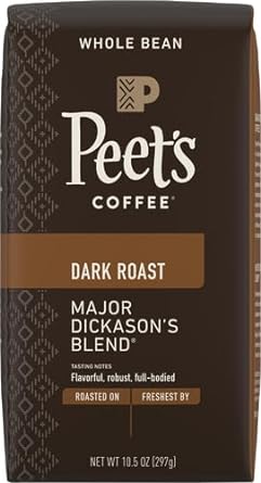 Peet's Coffee, Dark Roast Whole Bean Coffee - Major Dickason's Blend 10.5 Ounce Bag