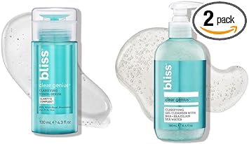Bliss Daily Acne Routine Kit (2pc Set) Cleanse and Tone for Acne, Pores