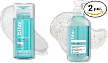Bliss Daily Acne Routine Kit (2Pc Set) Cleanse And Tone For Acne, Pores