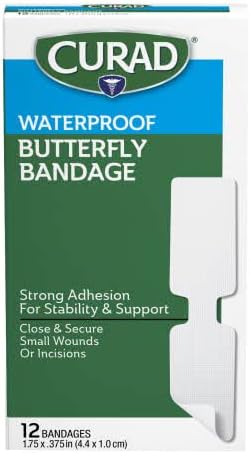 Curad Butterfly Closure Waterproof Adhesive Bandages, 1-3/4" X 3/8", Ideal For Wound Care, Box Of 12