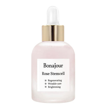 Bonajour Vegan Beauty Rose Stem Cell Ampoule - Best Face Anti-Wrinkle & Aging, Brightening Care/Total Care Serum 1.0 Fl. Oz