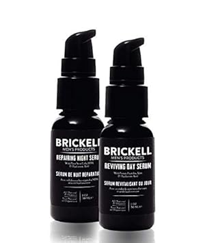 Brickell Men's Day and Night Serum Routine, All Natural and Organic, Unscented