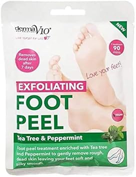 Derma V10 Exfoliating Foot Peel Tea Tree & Peppermint Removes Dead Skin After 7 Days 4 Treatments