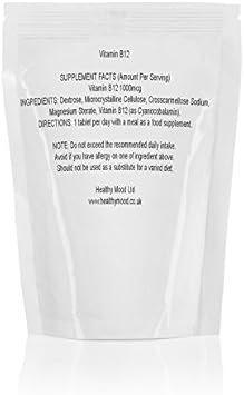 Vitamin B12 1000mcg Cobalamin Veggie Health Food Supplement 30/60/90/120/180 Tablets Pills Cell Replication (7) :Health & Personal Care