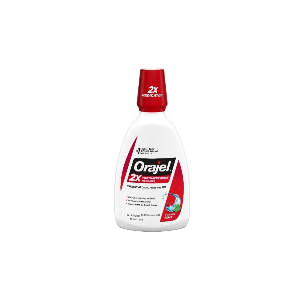 Orajel Toothache Rinse, Analgesic Astringent, Soothing Mint, 16 Fl Oz
