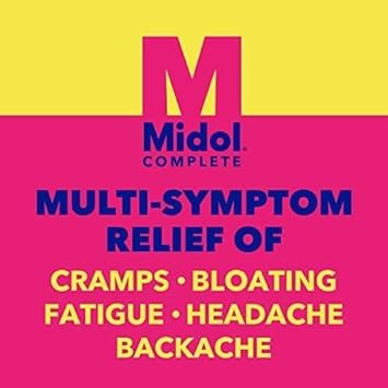 Midol Complete Caplets with Acetaminophen for Menstrual Symptom Relief - 50 Count (25 Pouches of 2), On The Go Period Cramp Relief and Menstrual Pain Relief