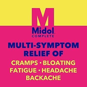 Midol Complete Caplets With Acetaminophen For Menstrual Symptom Relief - 50 Count (25 Pouches Of 2), On The Go Period Cramp Relief And Menstrual Pain Relief