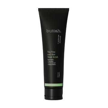 Buttah Skin By Dorion Renaud Tea Tree & Aloe Exfoliating Scrub 3Oz - Multi-Tasking Cleanser - Tea Tree Oil & Kaolin Clay Treatment - Naturally Based Skin Care For Men & Women - Black-Owned Skincare