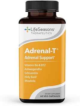 LifeSeasons - Adrenal-T - Adrenal Fatigue Support Supplement - Helps Lower Cortisol - Avoid Burnout - Aids Stress Management - Energizing - with Ashwagandha Adaptogens - 60 Capsules