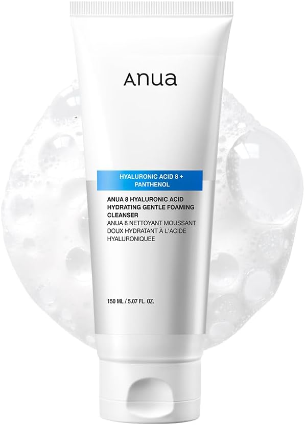 Anua Hydrating Gentle Foaming Cleanser, Hyaluronic Acid, Glycerin, Zinc Pca, Panthenol, Korean Face Wash For Dry Skin, For Double Cleansing, Korean Skincare, 150Ml/5.07Fl Oz