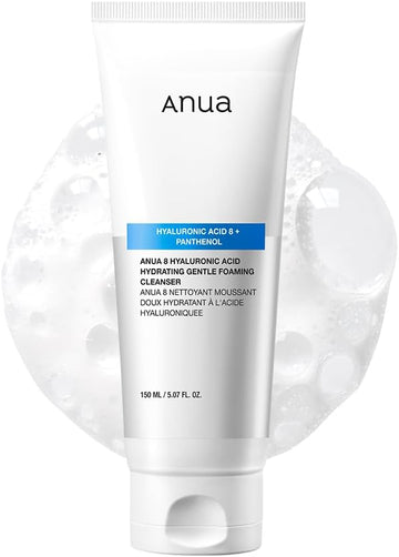 Anua Hydrating Gentle Foaming Cleanser, Hyaluronic Acid, Glycerin, Zinc Pca, Panthenol, Korean Face Wash For Dry Skin, For Double Cleansing, Korean Skincare, 150Ml/5.07Fl Oz