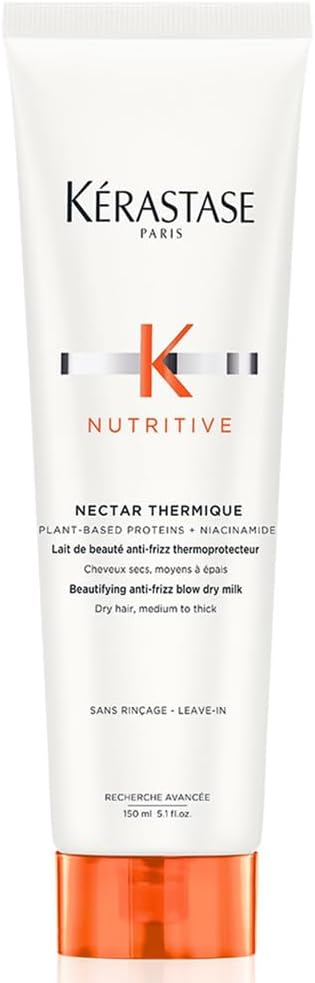 Kérastase Nutritive Nectar Thermique, Anti-Frizz Blow-Dry Milk For Dry Medium To Thick Hair With Niacinamide, Protects From Heat Styling And Reduces Frizz, 150 Ml