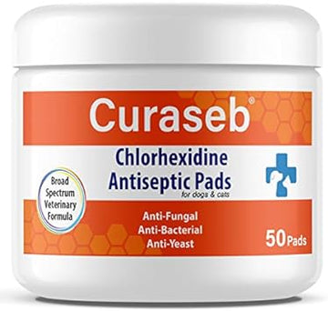 Curaseb Medicated Topical Wipes for Dogs & Cats - Relieve Skin Issues, Hot Spots & Acne - 50 Wipes