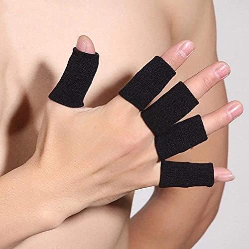 Finger Sleeves, Finger Compression Sleeve Protector Sport Finger Splints for Arthritis, Elastic Thumb sleeves, All Sports Comfortable Cushion Pressure Gym Fitness, Breathable Finger Tape, Trigger Finger(Black)