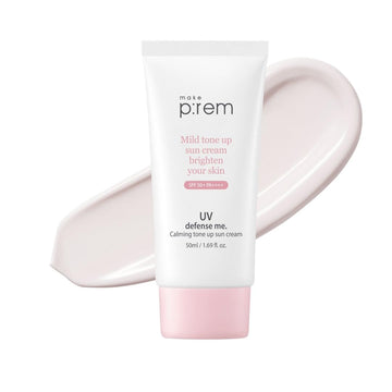 Make P:Rem Uv Defense Me. Calming Tone Up Sun Cream, Korean Sunscreen, Reef Safe Sunscreen, Non Nano Zinc Oxide, Chemical Free, Non Greasy Sunscreen Spf 50, 50Ml, 1.69 Fl.Oz