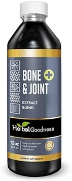 Herbal Goodness Bone and Joint Liquid Extract 12oz - Organic Bone and All Joint Health, Muscle Support, Knee Discomfort with Calcium, Magnesium, Glucosamine and Chondroitin for Men and Women -1 btl