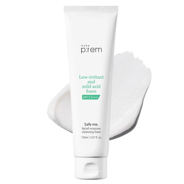 Make P:Rem Safe Me. Relief Moisture Cleansing Foam, Delicate Eye-Friendly Face Wash, Ph Balanced Deep Pore Cleansing, Korean Skin Care, 150Ml, 5.07 Fl.Oz