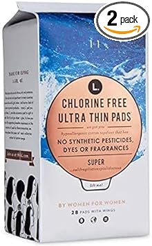 L. Organic Cotton & Chlorine-Free Pads, Super Absorbency with Ultra Thin Design, 56 Count : Health & Household