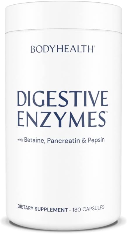 Bodyhealth Digestive Enzymes Full Spectrum Digestive Support (180 Caps), Betaine, Pepsin, Pancreatin Bpp Loaded With Enzymes And Probiotics, Relief For Stomach Bloating, Heartburn, Gas, Constipation