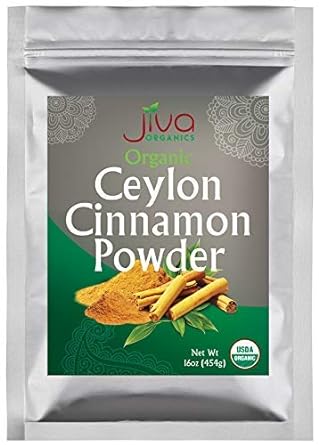 Organic Ceylon Cinnamon Powder 1 LB Bulk - Ground, Non-GMO for Cooking & Baking - From a USDA Certified Organic Farm - True Cinnamon from Sri Lanka by Jiva Organics