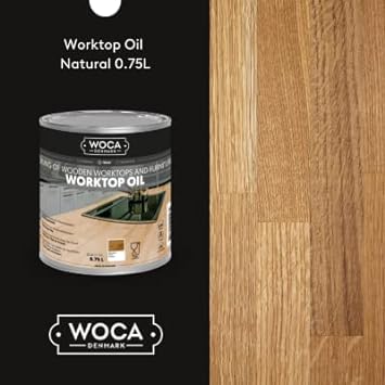 WOCA Denmark Worktop Oil Natural |750 ml| Finish & Restore Wood Butcher Block countertops, Cutting Boards, Kitchen Furniture and Other Wood Items Naturally. Food Contact Safe