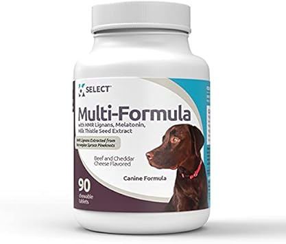 K9 Select Multi-Formula Dog Vitamins With 30Mg Hmr Lignans, 3Mg Melatonin For Large Dogs, 60Mg Milk Thistle - 90 Tablets - Pet Melatonin For Dogs, Beef Flavor