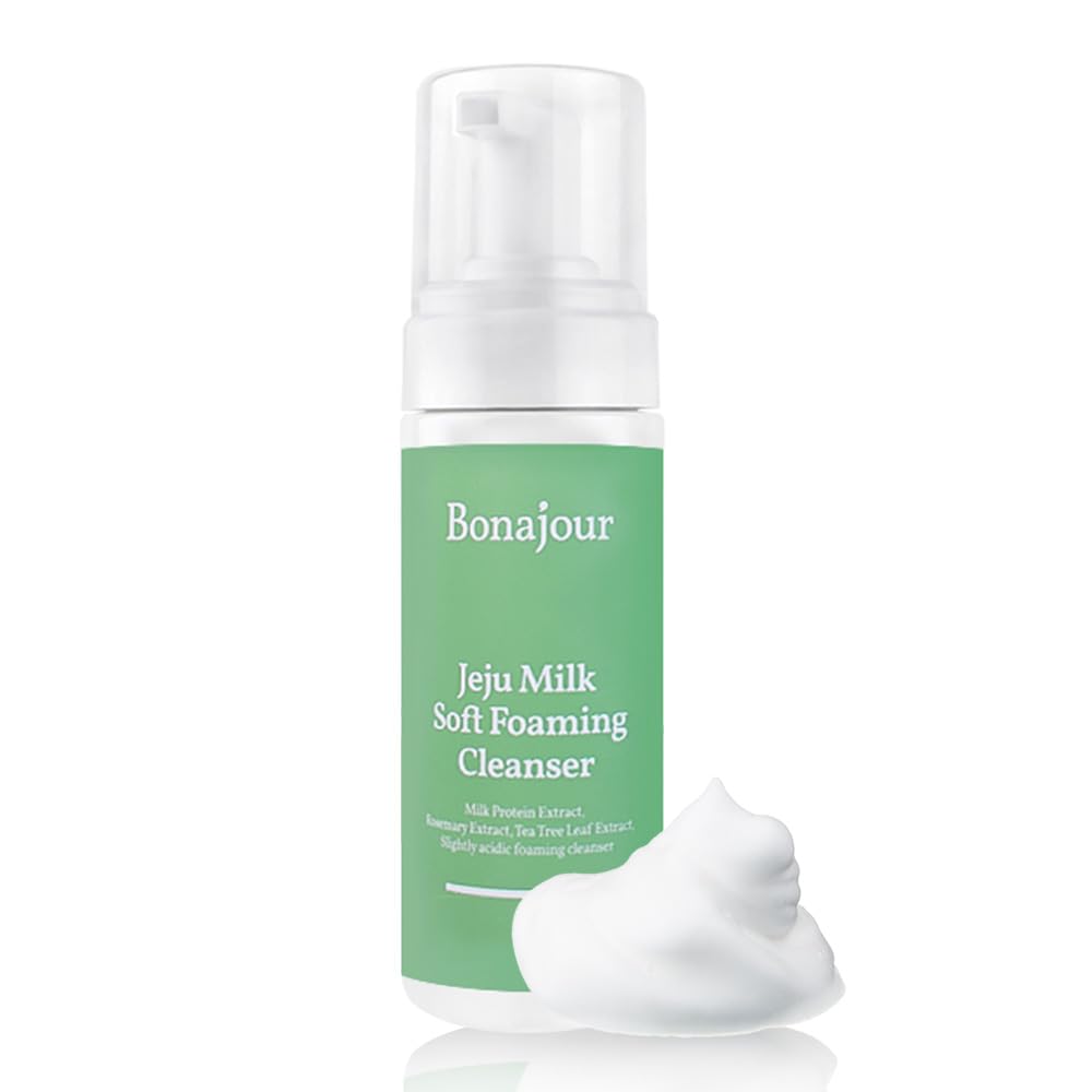 Bonajour Jeju Milk Soft Foaming Low Ph Cleanser, Natural Face Wash For Sensitive Skin For Daily Face Washing 5.3 Fl. Oz