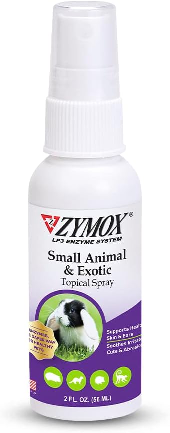 Zymox Small Animal & Exotic Topical Spray, 2 Oz. – Supports Healthy Skin For Dog, Cat, Rabbit, Guinea Pig, Ferret, Hamster, Chinchilla, Monkey