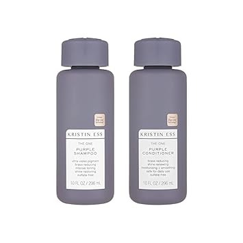 Kristin Ess Hair Purple Shampoo And Conditioner Set For Blonde, Brunette, Silver + Gray Hair, Anti Brass + Yellow Tones, Safe For Color Treated Hair, Sulfate Free Toning Shampoo Conditioner