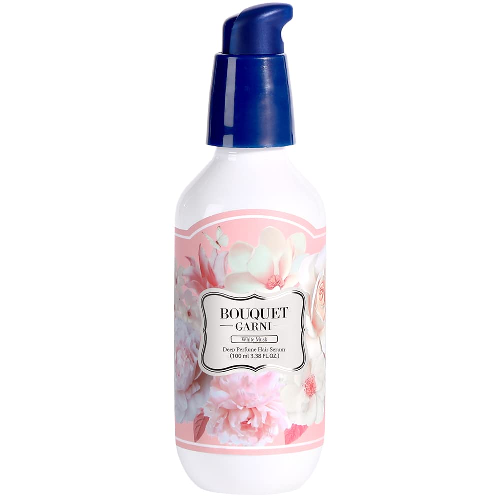 Bouquet Garni Deep Perfume Hair Serum White Musk Fragrance - Anti-Frizz Hair, Quick Absorption, Long-Lasting (Containing Amino Acids, Proteins, Hyaluronic Acids, Vegan Oils) - 3.4 Oz