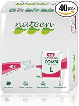 Tendercare Nateen - Adult Nappy - 40 Large Day Plus Nappies - Disposable Underwear for Men & Women - Discreet Incontinence Nappy - 2850ml Absorbency