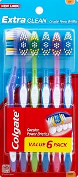 Colgate Extra Clean Toothbrush, Soft Toothbrush for Adults Packaging May Vary, 6 Count