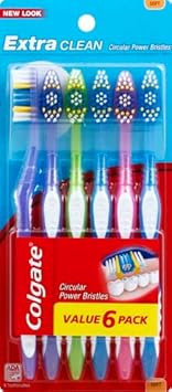 Colgate Extra Clean Toothbrush, Soft Toothbrush For Adults Packaging May Vary, 6 Count