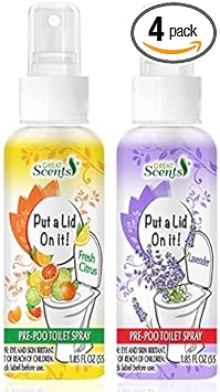 Set of 2 Fresh Toilet Pre Use Sprays - Fresh Citrus and Lavender Scents - Pre-Poop Spray - Minimizes Foul Odors (2) : Health & Household