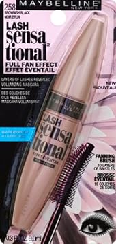 Maybelline Lash Sensational Waterproof Mascara, Lengthening And Volumizing For A Full Fan Effect, Brownish Black, 1 Count