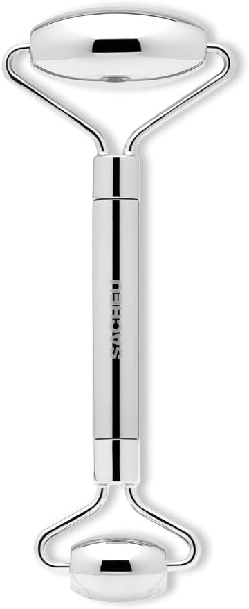 Sacheu Stainless Steel Face Roller Skin Care And Lymphatic Drainage. Cooling Metal Roller For Puffiness, Wrinkles, And Face Lifting. Dual-Sided Facial And Eye Massager, Includes Travel Pouch