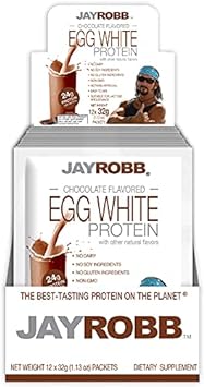 Jay Robb Chocolate Egg White Protein Powder, Low Carb, Keto, Vegetarian, Gluten Free, Lactose Free, No Sugar, No Fat, No Soy, Nothing Artificial, Non-GMO, Best-Tasting (Individual Packets)