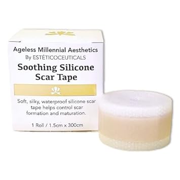 Ageless Millennial Aesthetics - Soothing Silicone Scar Tape - Extra-Long, Discreet Post-Op Scar Management - 0.5In X 120In