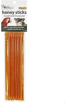 Honey Sticks - Peach Flavor (8 Sticks) - All-Natural Sweet Honey Treat - Made With Orange Blossom Honey - Sugar Gliders, Marmosets, Parrots, Canaries, Finches, Parakeets, Cockatiels, & Other Birds…